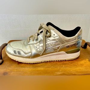 Silver ASICS sneakers, 9.5